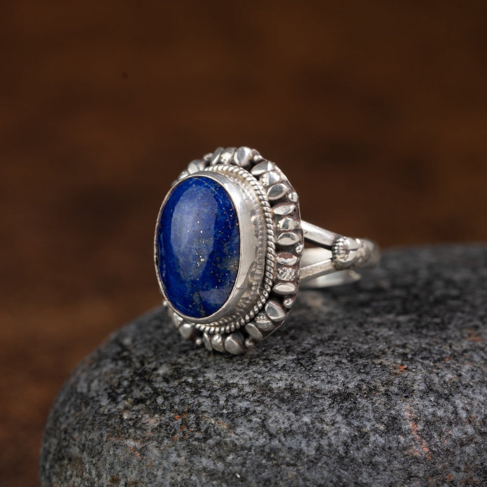 Lapis lazuli Gemstone Ring, Moroccan Tribal Jewelry, Lapis Lazuli Jewelry, Handmade Ring, 925 Sterling Silver – Size US 9 - SAHARA45 Lapis lazuli Gemstone Ring, Moroccan Tribal Jewelry, Lapis Lazuli Jewelry, Handmade Ring, 925 Sterling Silver – Size US 9 - SAHARA45