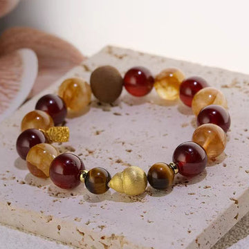 Tibetan Incense Prosperity Bracelet – Garnet & Tiger’s Eye (10mm)
