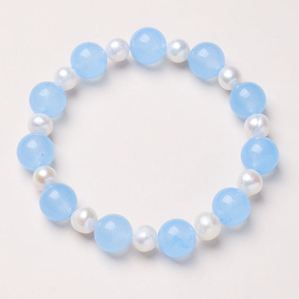 Aquamarine & Pearl Bracelet – Women’s Calm & Elegance