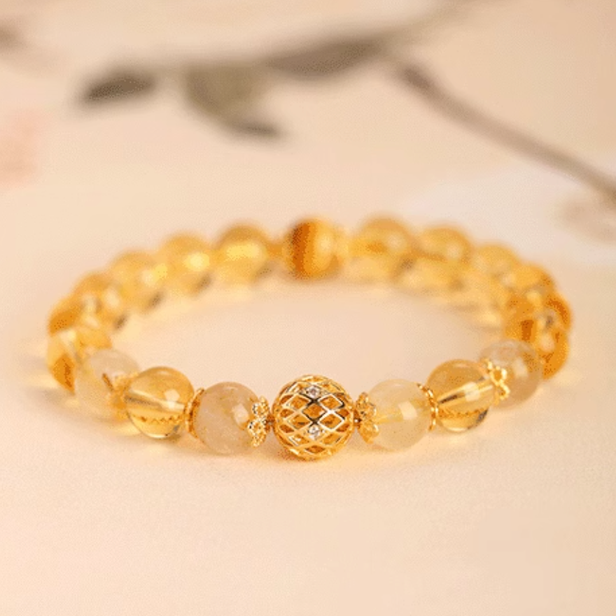 Citrine, Rutilated Quartz & Tiger’s Eye Fortune Orb Bracelet