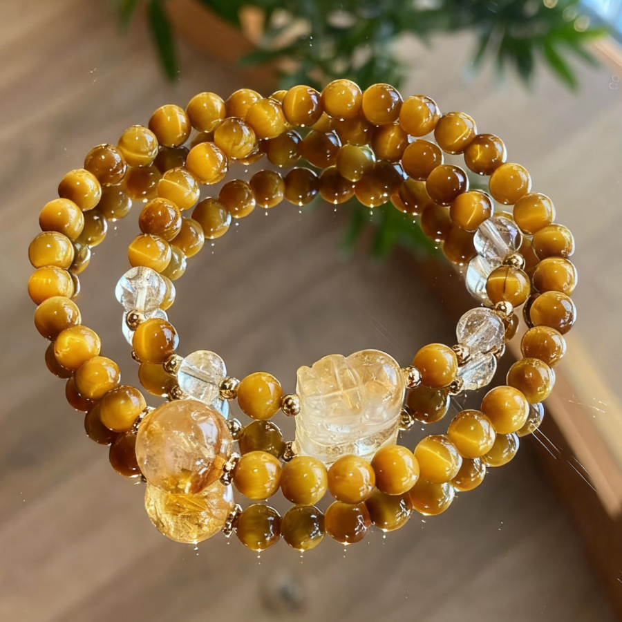 Golden Tiger’s Eye Pixiu Wealth Bracelet – Protection & Focus & Abundance