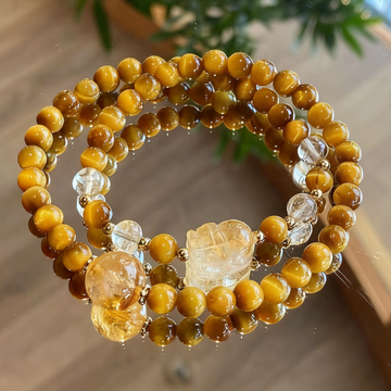 Golden Tiger’s Eye Pixiu Wealth Bracelet – Protection & Focus & Abundance