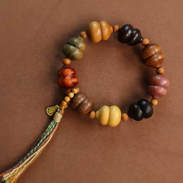 Nine-Treasure Gourd Bracelet – Mixed Rare Woods for Protection & Harmony