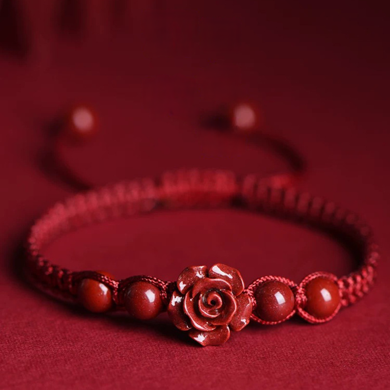 Purple Goldstone Rose Macramé Bracelet/Anklet – Wine Red