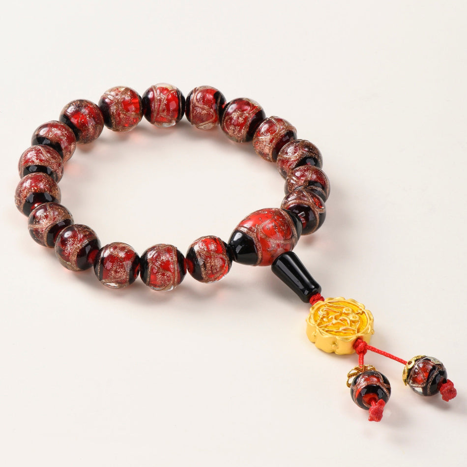 Crimson Ash-Glass Bead Bracelet – Connection & Protection