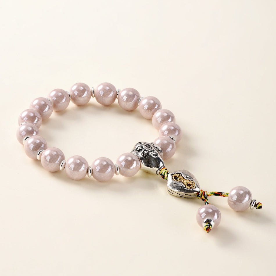 Pearlescent Ceramic Bead Bracelet (Dusky Pink, 10 mm) – Peace & Harmony