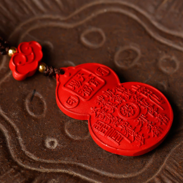 Cinnabar Gourd Amulet Pendant (Blessings, Vitality & Protection Talisman)