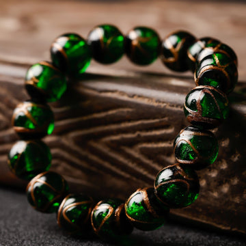 Prosperity Green Ash-Glass Bead Bracelet
