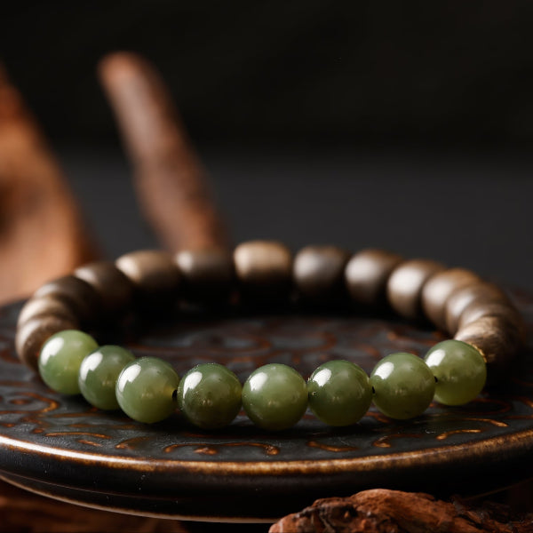 Agarwood & Hetian Jade Harmony Bracelet