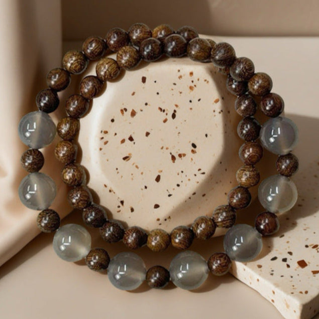 Wood Bead Double-Layer Bracelet – New Chinese Style Stack