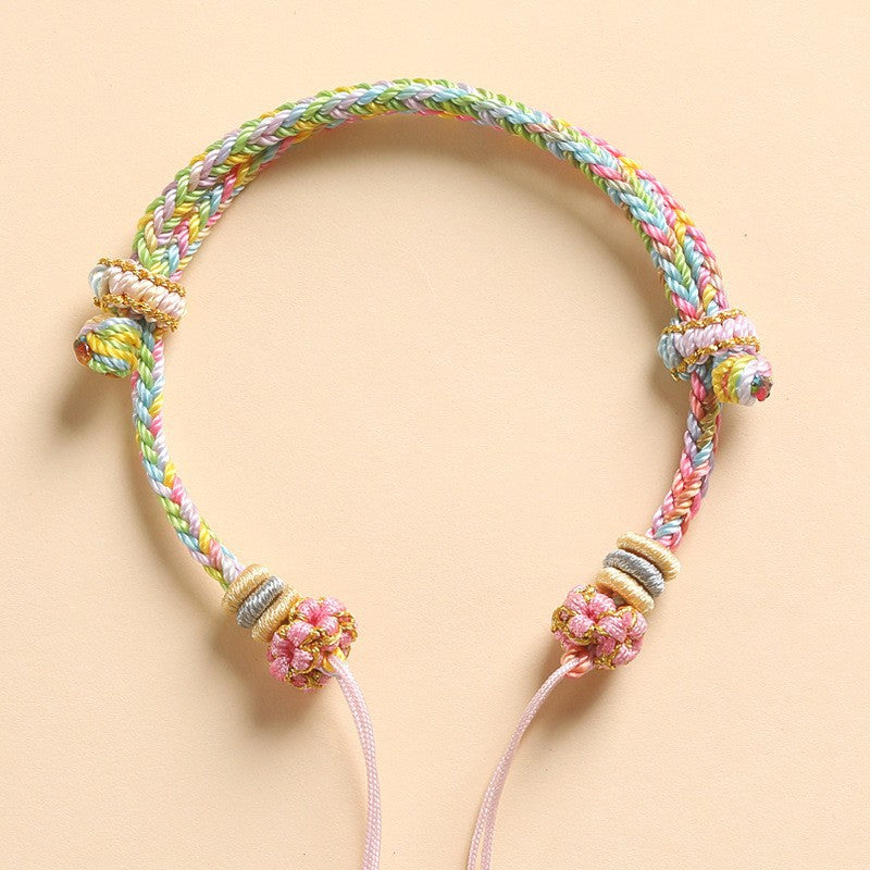 Eight-Strand Peach-Blossom Knot Bracelet Base – Semi-Finished DIY (6 Colors)