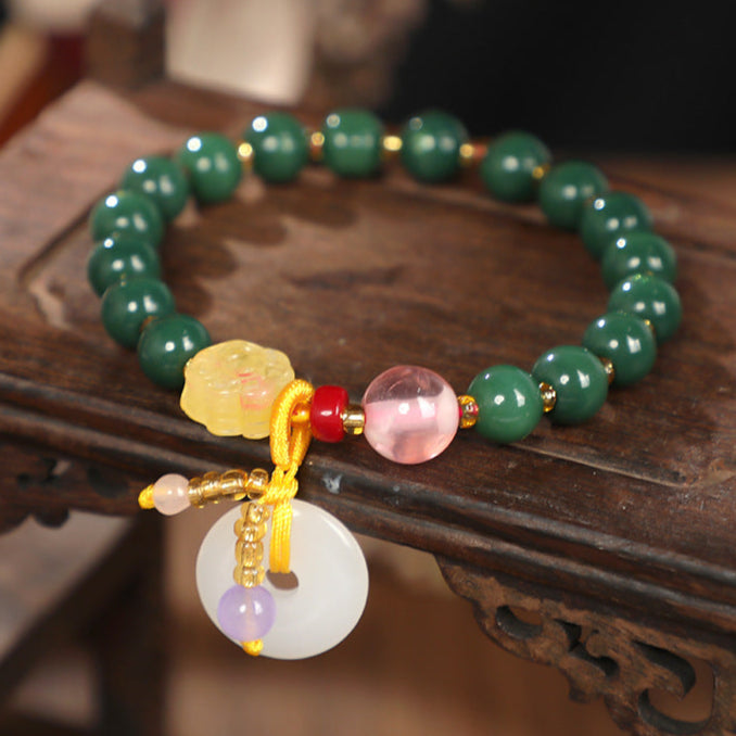Liuli Glass Peace-Ring Charm Bracelet – Luck & Protection