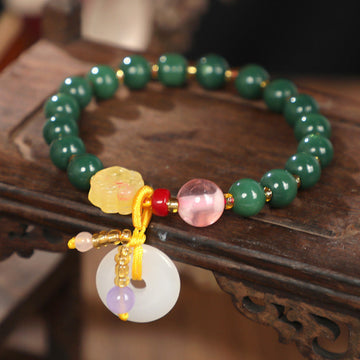 Liuli Glass Peace-Ring Charm Bracelet – Luck & Protection