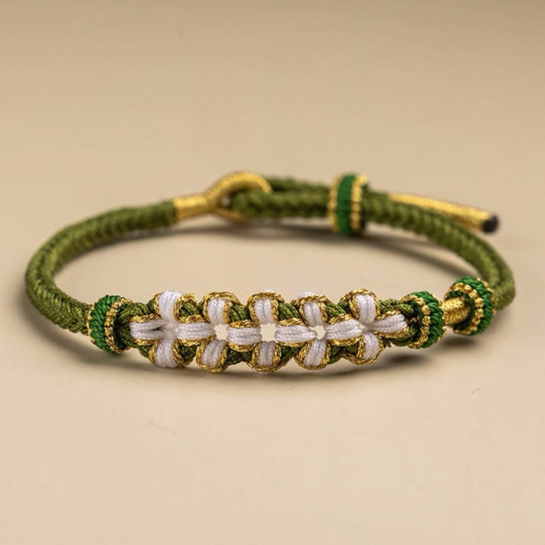 Peach Blossom Weave Bracelet – Hand-Braided, Bead-Through Design (4 Color)