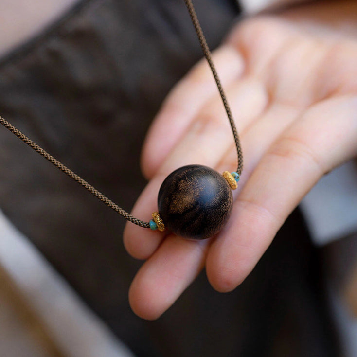 Qinan Agarwood Single-Bead Pendant – New Chinese Style Talisman