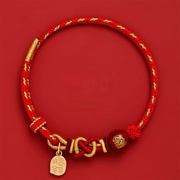 Five-Way Caishen Red String Bracelet – Zodiac Snake Edition (5 Bead Variants)