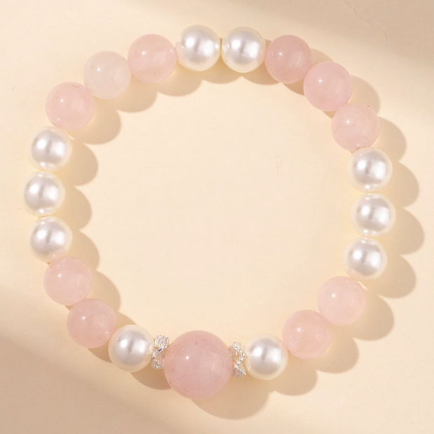 Blushing Luck Bracelet – Rose Quartz & Pearl Harmony