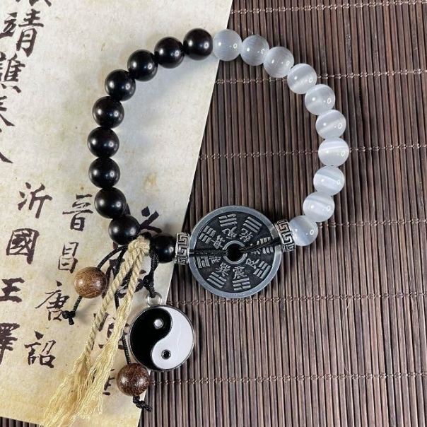 Yin–Yang Balance Bracelet – Black Obsidian & White Agate Harmony