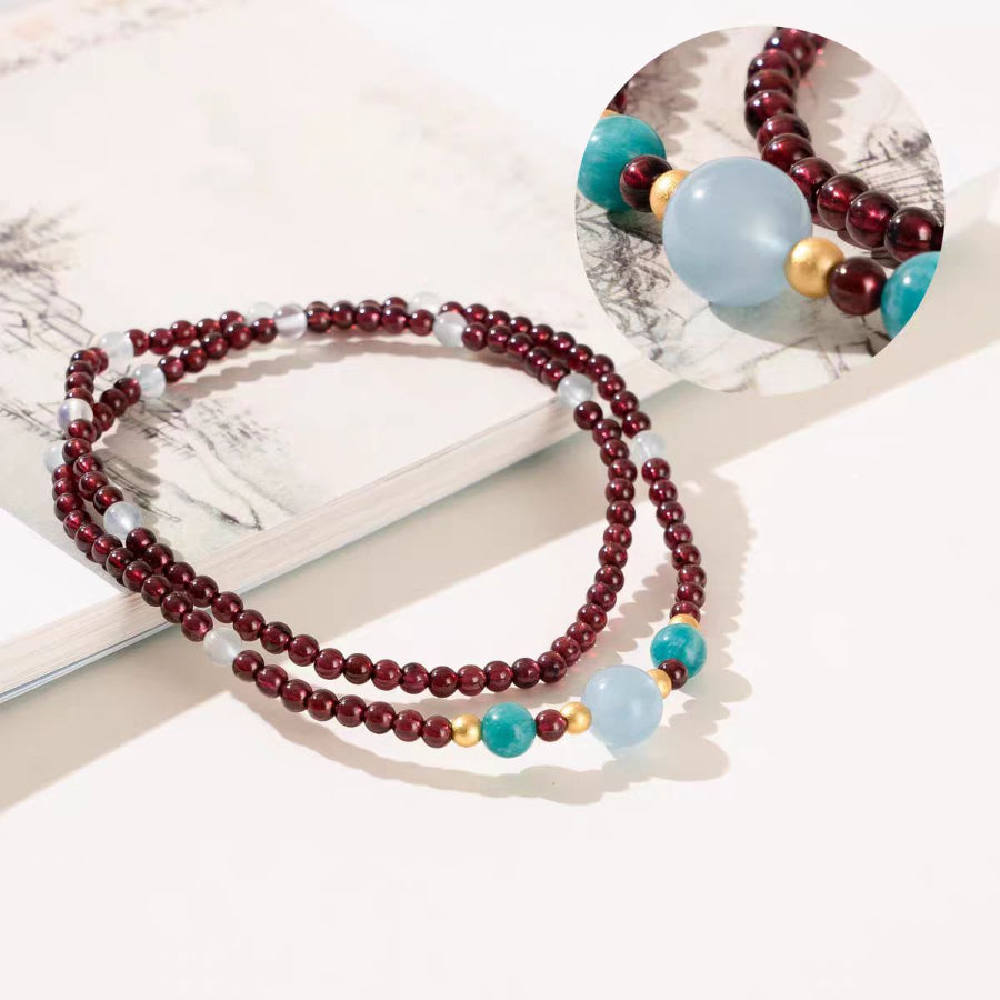 Garnet, Aquamarine & Amazonite Necklace – Love & Clarity