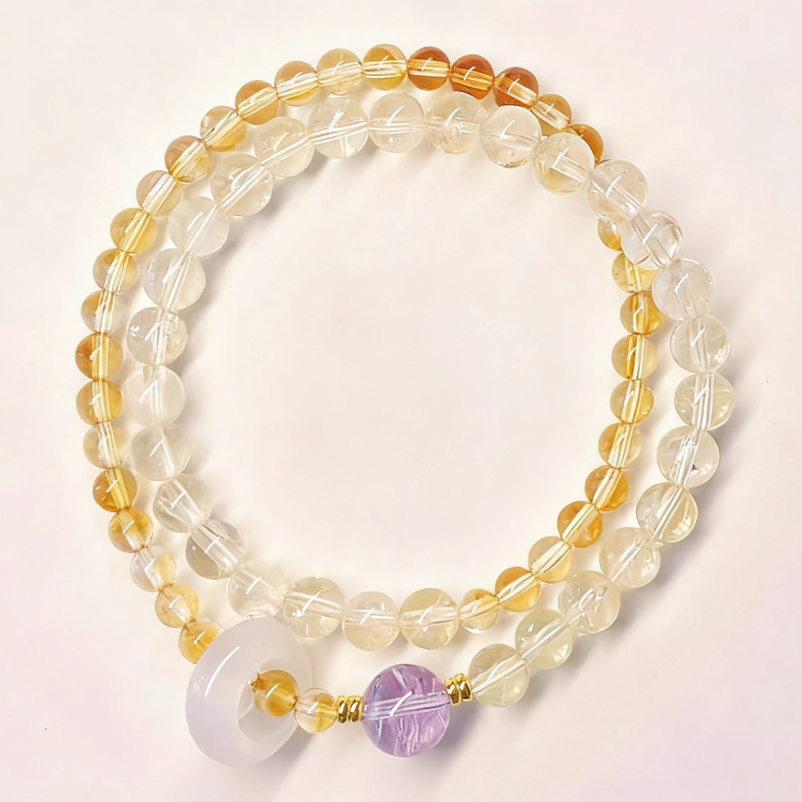 Yellow Asai Quartz Double-Wrap Bracelet