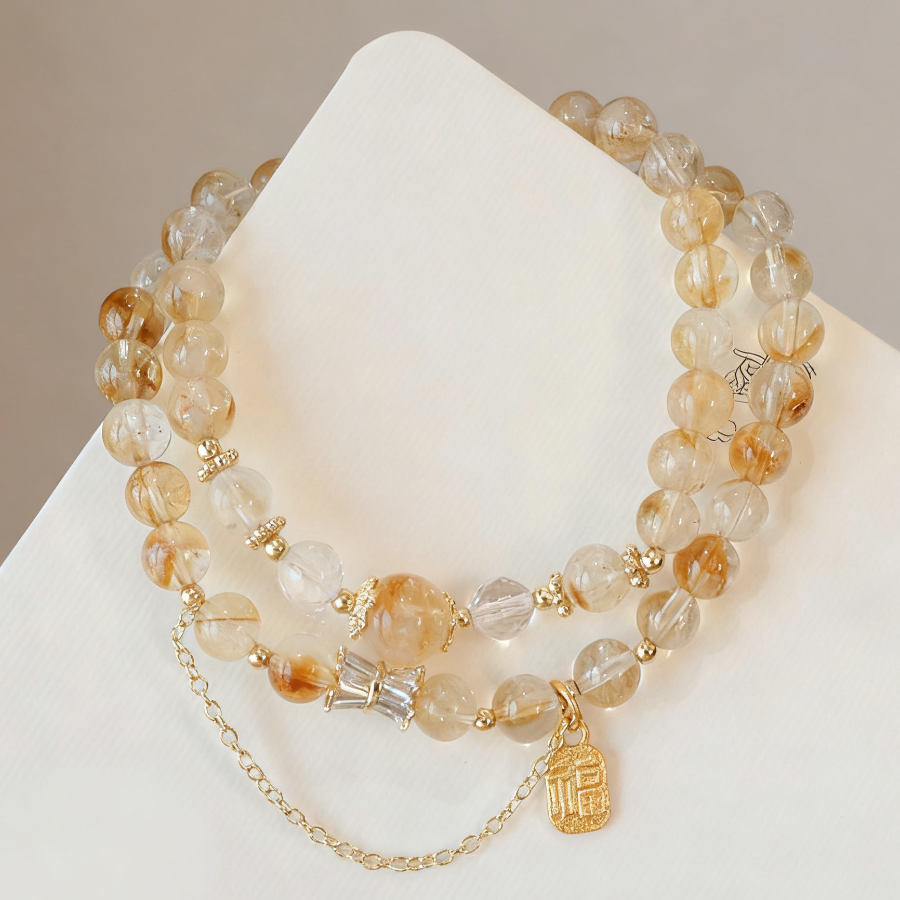 Golden Fortune Double-Wrap Citrine Bracelets – Women’s Prosperity & Blessing Styles
