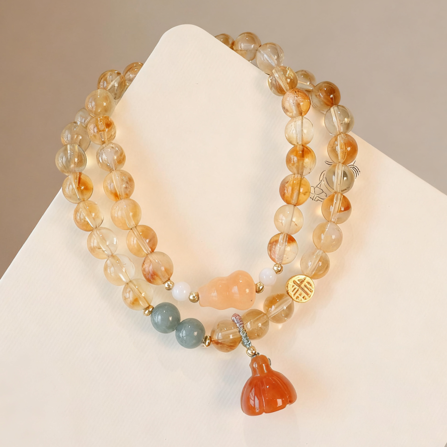 Golden Fortune Double-Wrap Citrine Bracelets – Women’s Prosperity & Blessing Styles