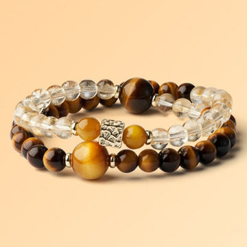 Golden Rutilated Quartz & Tiger’s Eye Bracelet – Clarity & Protection & Focus