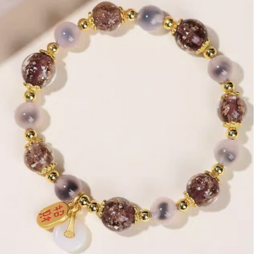 Pink Agate & Luminous Glass Fortune Bracelet