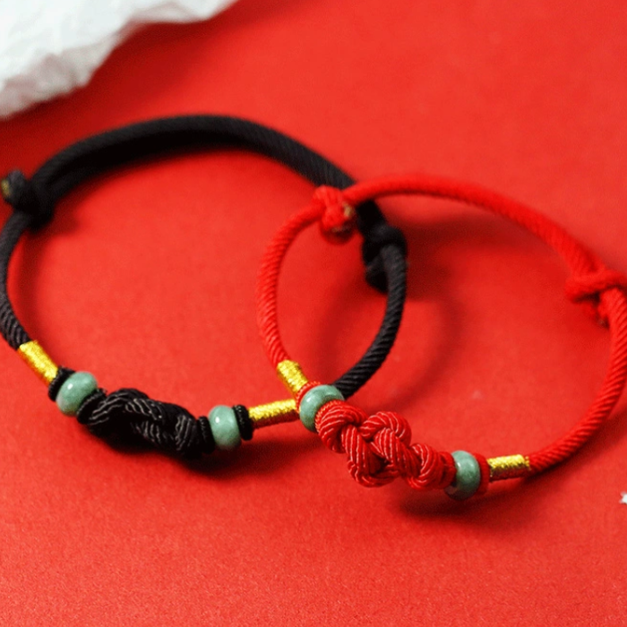 Harmony Knot Bracelet – Jade Beads & Red Cord Protection Charm