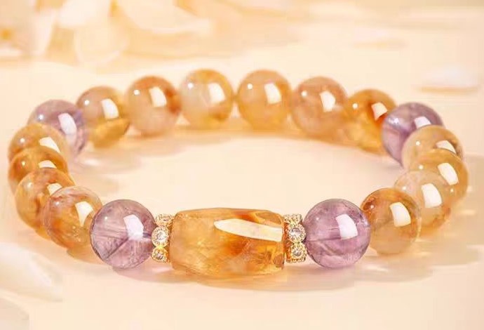 Citrine & Amethyst Crystal Bracelet – Prosperity & Clarity
