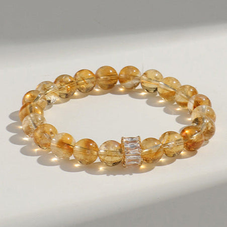 Golden Citrine Bracelet with Crystal-Set Accent Bead – Prosperity & Radiance