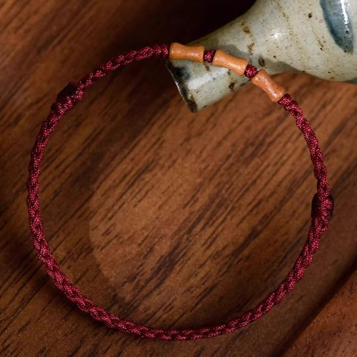 Peachwood Bamboo Red String Bracelet – Minimal Talisman (3 Colors)