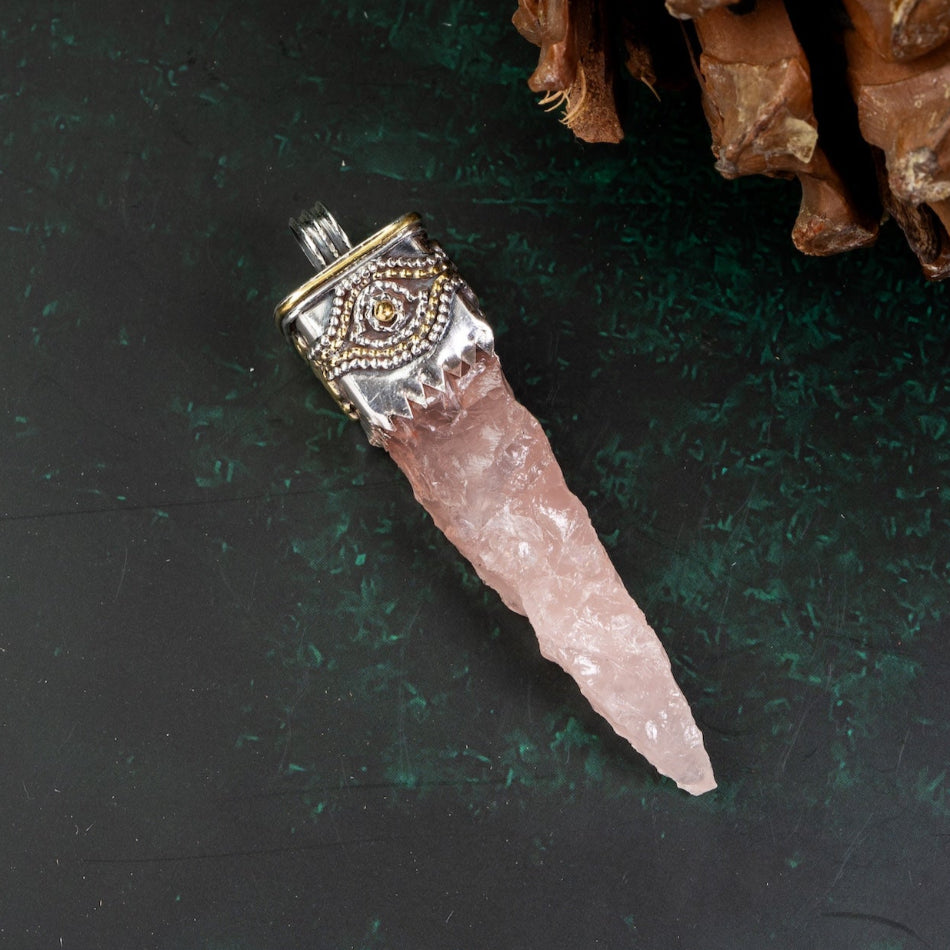 Raw Rose Quartz Crystal Pendant – Love & Heart Healing