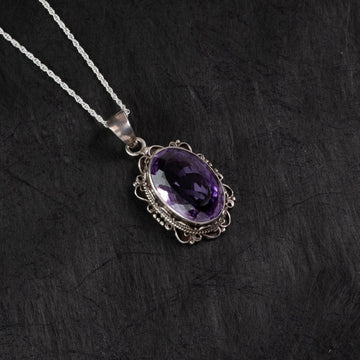 Royal Amethyst Silver Filigree Pendant – Clarity & Calm