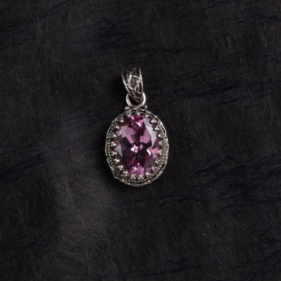 Pink Topaz Woven Halo Silver Pendant – Love & Harmony
