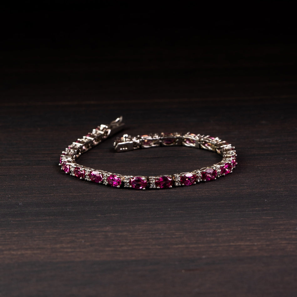 Pink Topaz 925 Silver Tennis Bracelet – Radiance & Love