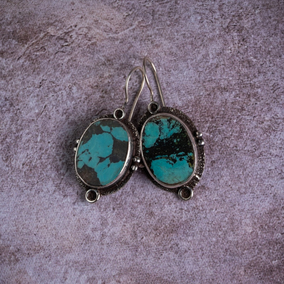 Turquoise Sterling Silver Drop Earrings – Protection & Harmony