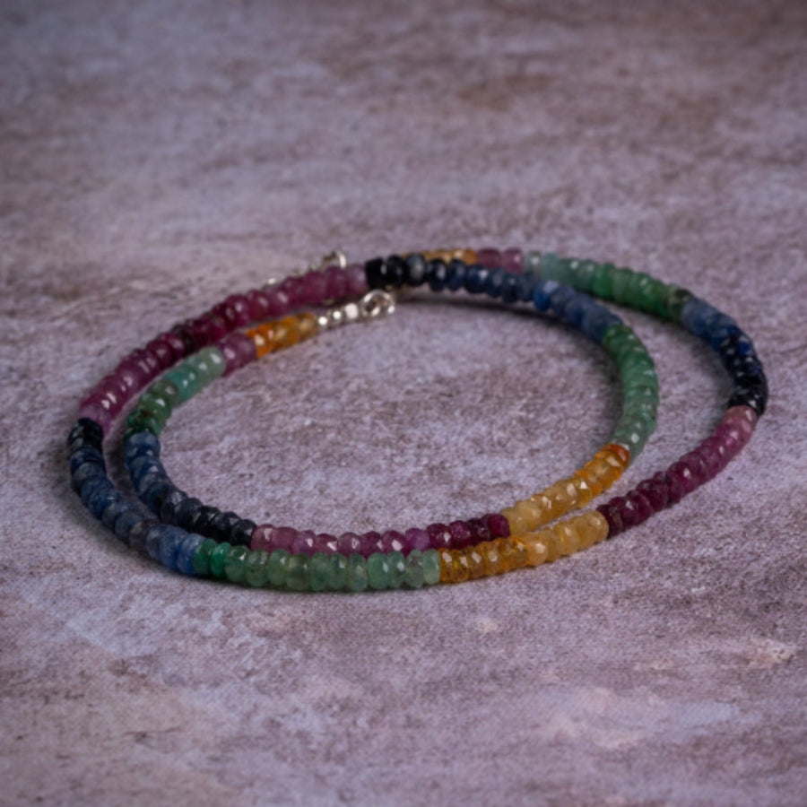 Emerald, Ruby & Sapphire Gemstone Necklace – Balance & Radiance