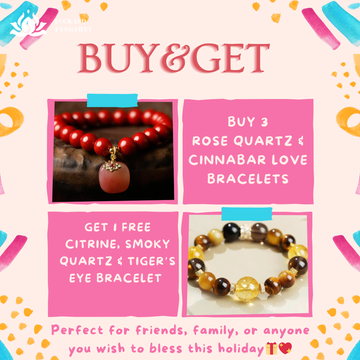 Holiday Special Sales Set (Buy 3 Rose Quartz Bracelets Get 1 Free Tiger’s Eye Bracelet)