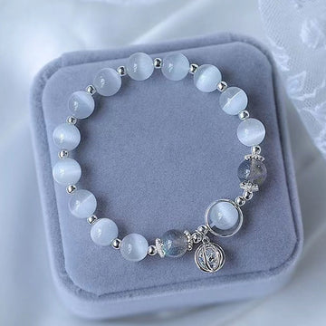 Celestial Glow Bracelet – Cat’s Eye, Aquamarine & Gray Moonstone