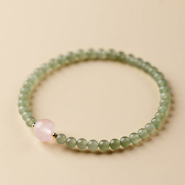 Green Aventurine Bracelet with Rose Quartz Focal – Harmony & Love