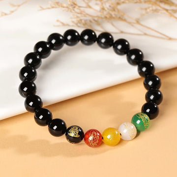 Five-Element Obsidian Bracelet – Protection & Prosperity Talisman