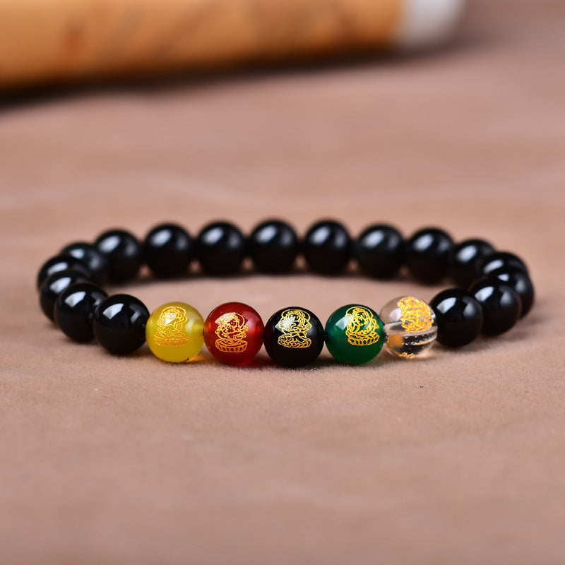Five-Element Obsidian Bracelet – Protection & Prosperity Talisman