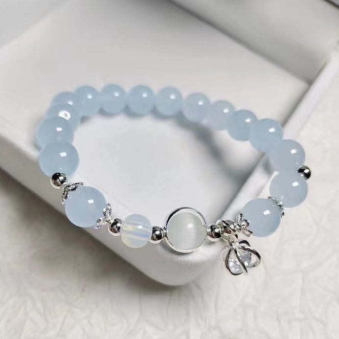 Celestial Glow Bracelet – Cat’s Eye, Aquamarine & Gray Moonstone