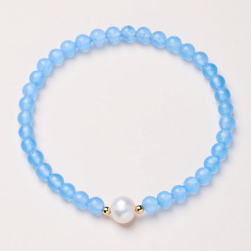 Aquamarine Bracelet with Pearl Focal – Women’s Calm & Elegance