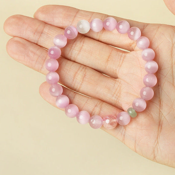 Pink Cat’s Eye Crystal Bracelet – Love, Luck & Romantic Energy