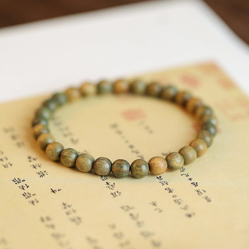 Green Sandalwood Bead Bracelet – Unisex Grounding & Mindful Calm