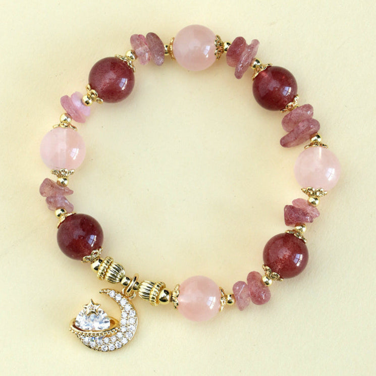 Moon & Star Charm Gemstone Bracelets – Crystal-Embedded Elegance Collection