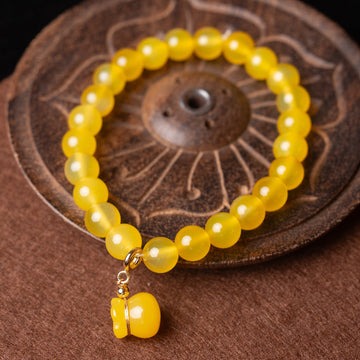 Golden Fortune Bracelet – Amber Chalcedony Prosper Charm