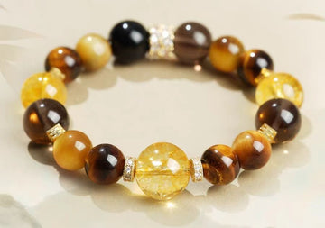 Citrine, Smoky Quartz & Tiger’s Eye Bracelet – Prosperity & Focus
